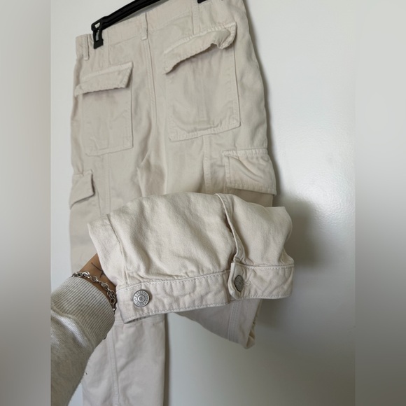 Free People Baggy Utility Cargo Pants Size 8 Beige Boho Gorpcore Wide Leg - Picture 4 of 9